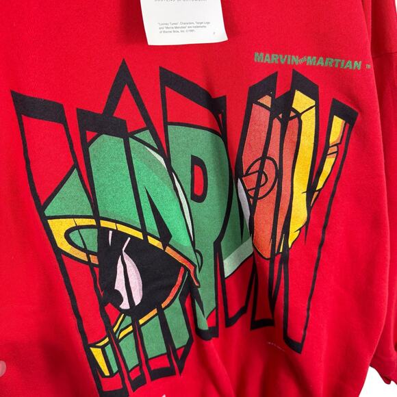 Looney Toons NWT Vintage 1991 Red Marvin Martian Crew Neck Sweatshirt Size XL - Picture 3 of 5
